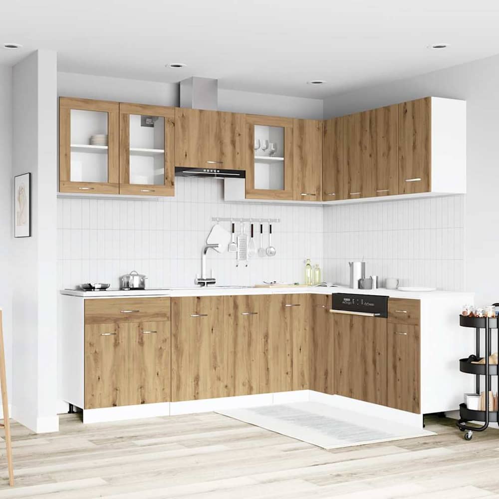 11 Piece Kitchen Cabinet Set Lyon" Engineered Wood Artisian oak