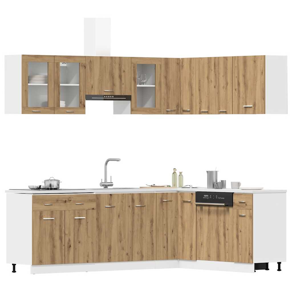 11 Piece Kitchen Cabinet Set Lyon" Engineered Wood Artisian oak