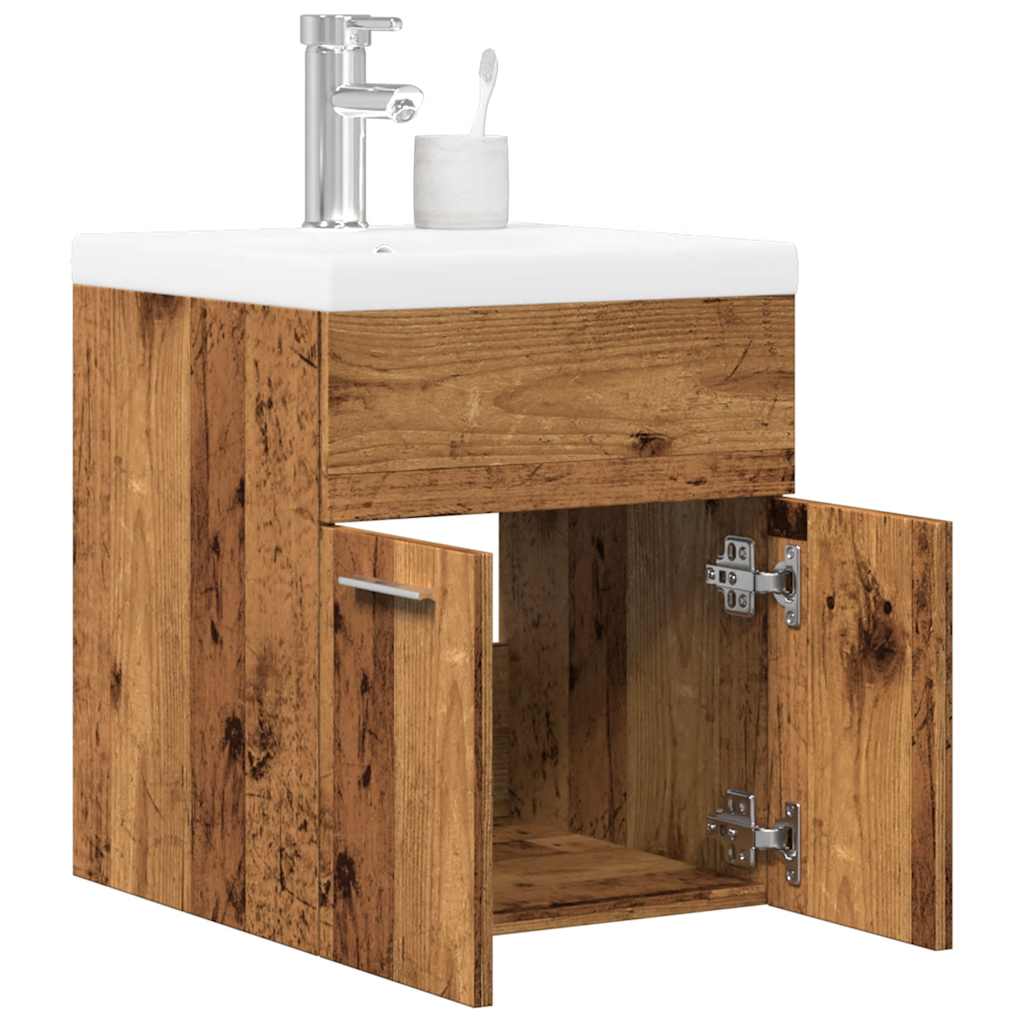 Sink Cabinet with Built-in Basin Engineered Wood 41 x 38.5 x 46 cm Old wood