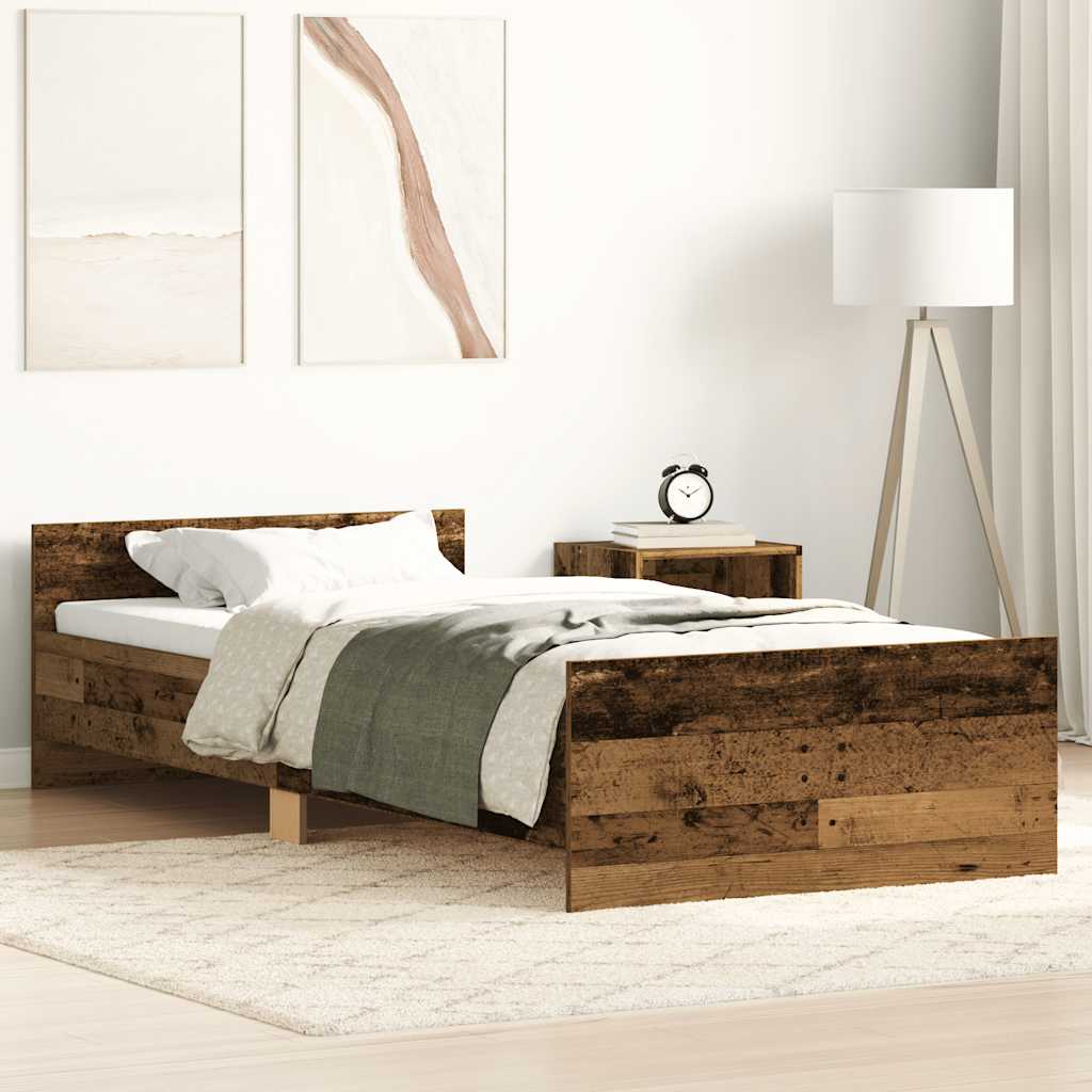 Bed Frame without Mattress 90x190 cm Engineered Wood Old wood