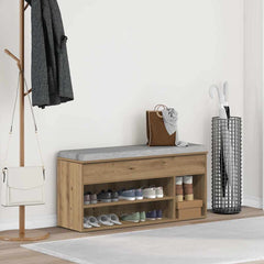 vidaXL Shoe Bench Artisan Oak 102x30.5x45 cm Engineered Wood 3