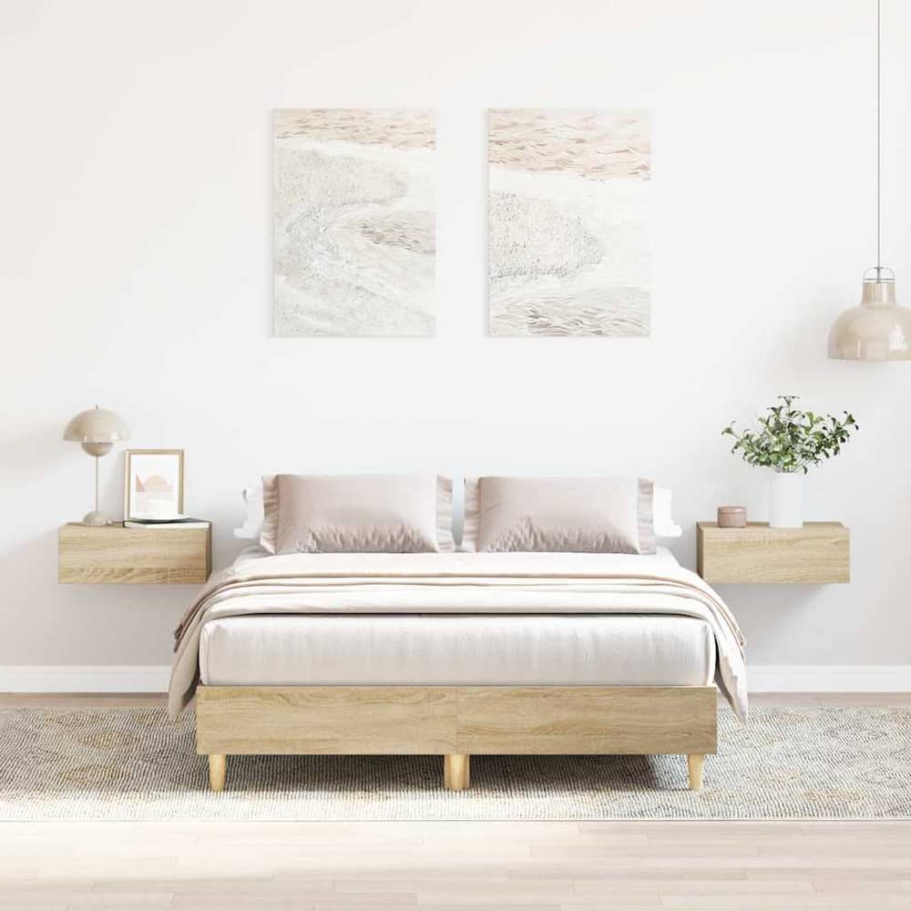 Bed Frame No Mattress Engineered Wood Sonoma Oak 120 x 200 cm