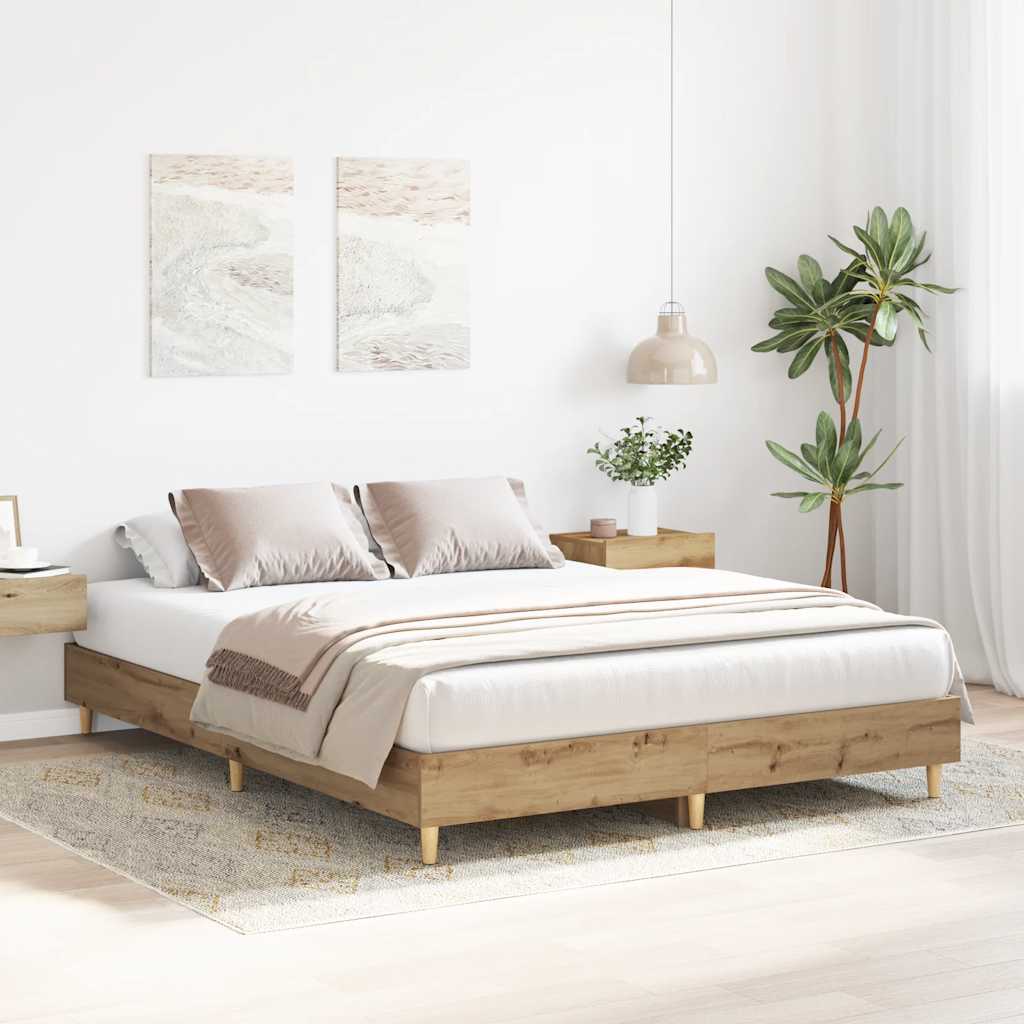 Bed Frame No Mattress Engineered Wood Artisan Oak 100 x 200 cm