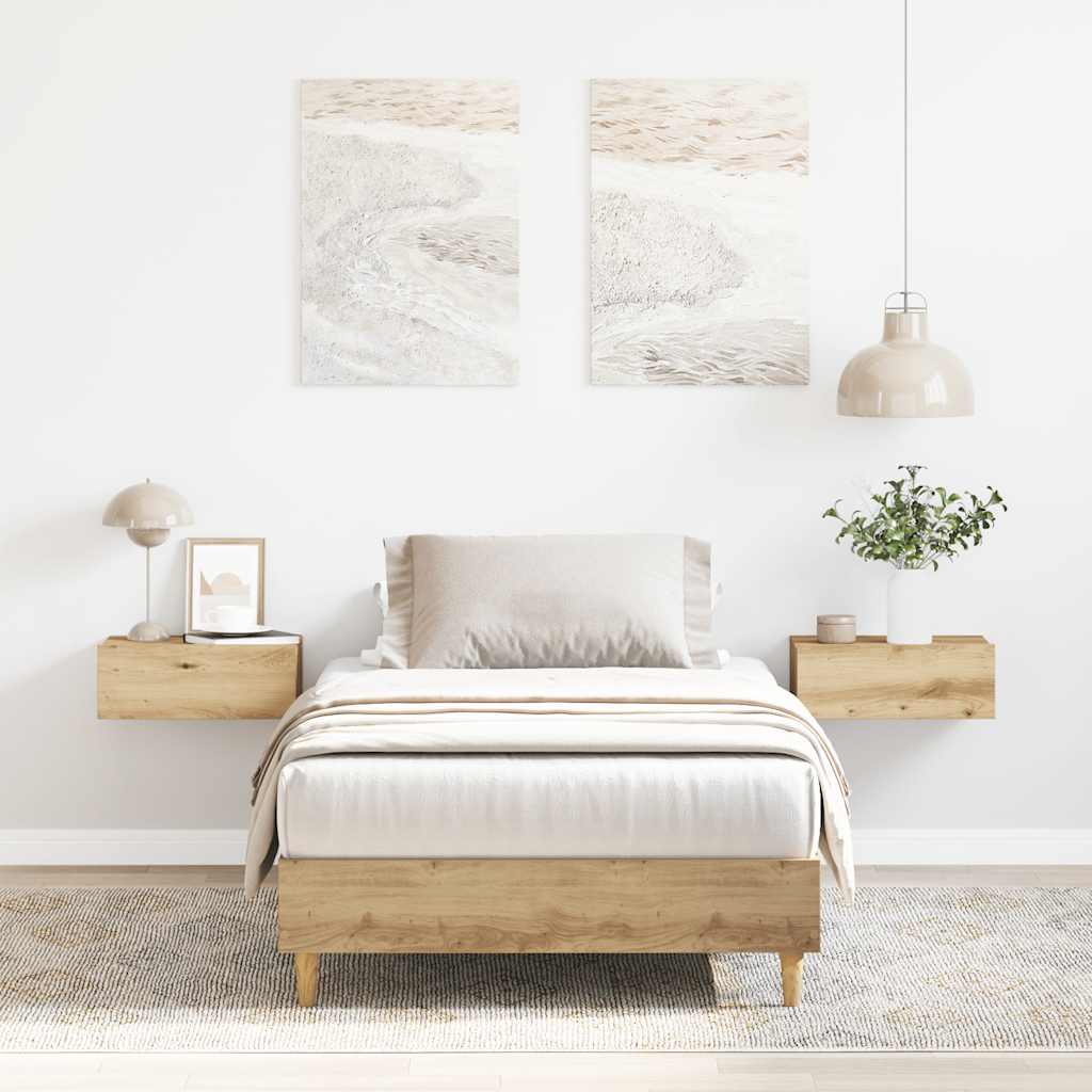 vidaXL Bed Frame | Artisan Oak | Engineered Wood, Solid Eucalyptus Wood | Single 1