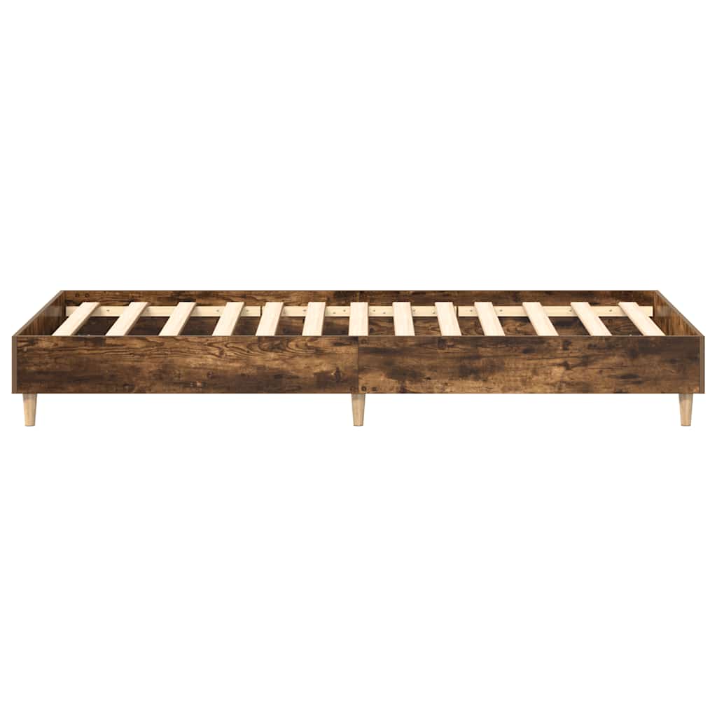 vidaXL Bed Frame No Mattress Smoked Oak 90x200 cm Engineered Wood 6