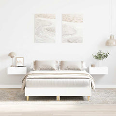 Bed Frame No Mattress Engineered Wood White 135 x 190 cm