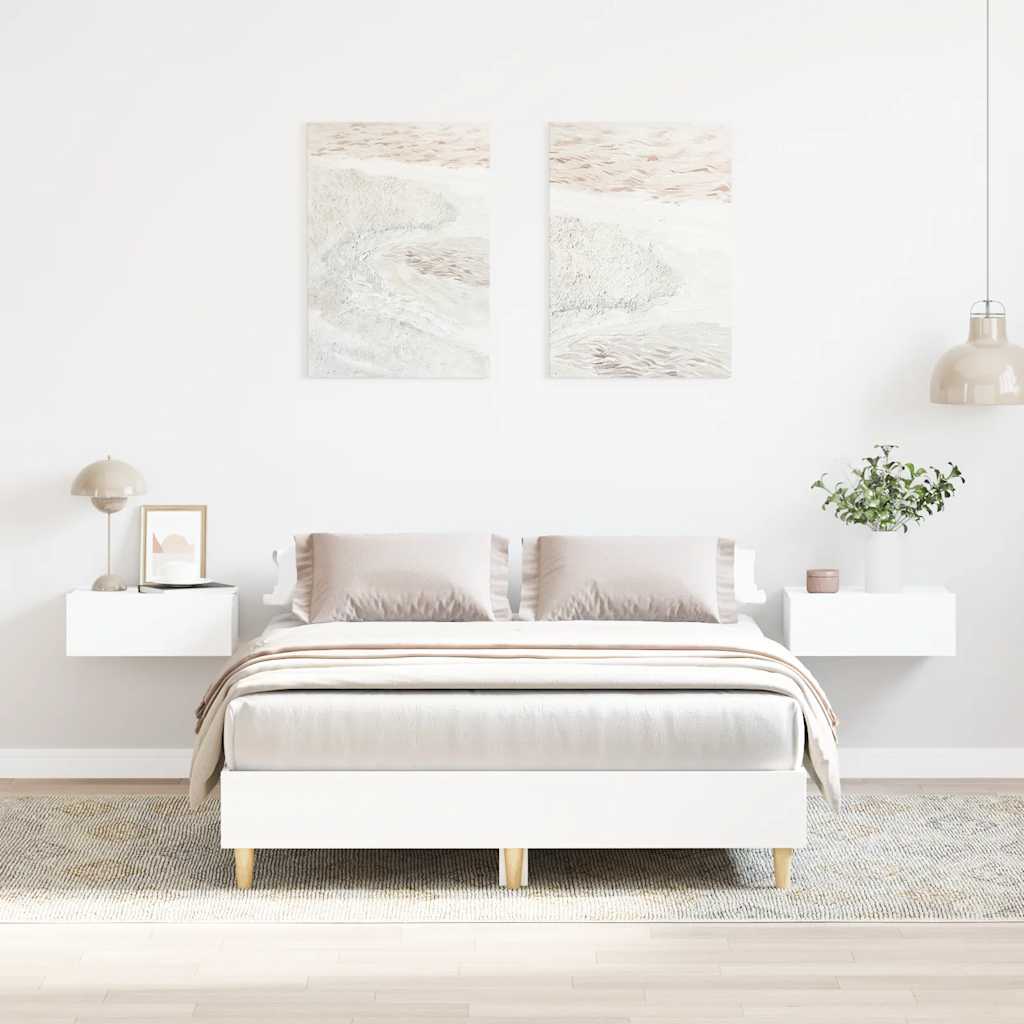 Bed Frame No Mattress Engineered Wood White 120 x 190 cm