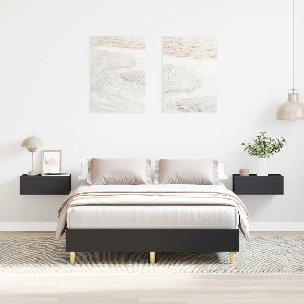 Bed Frame No Mattress Engineered Wood Black