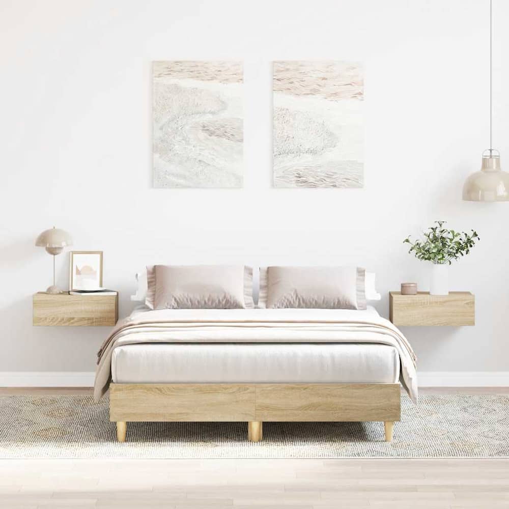 Bed Frame No Mattress Engineered Wood Sonoma Oak 120 x 190 cm