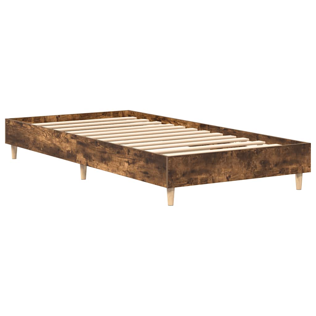 vidaXL Bed Frame No Mattress Smoked Oak 90x190 cm Single Engineered Wood 4