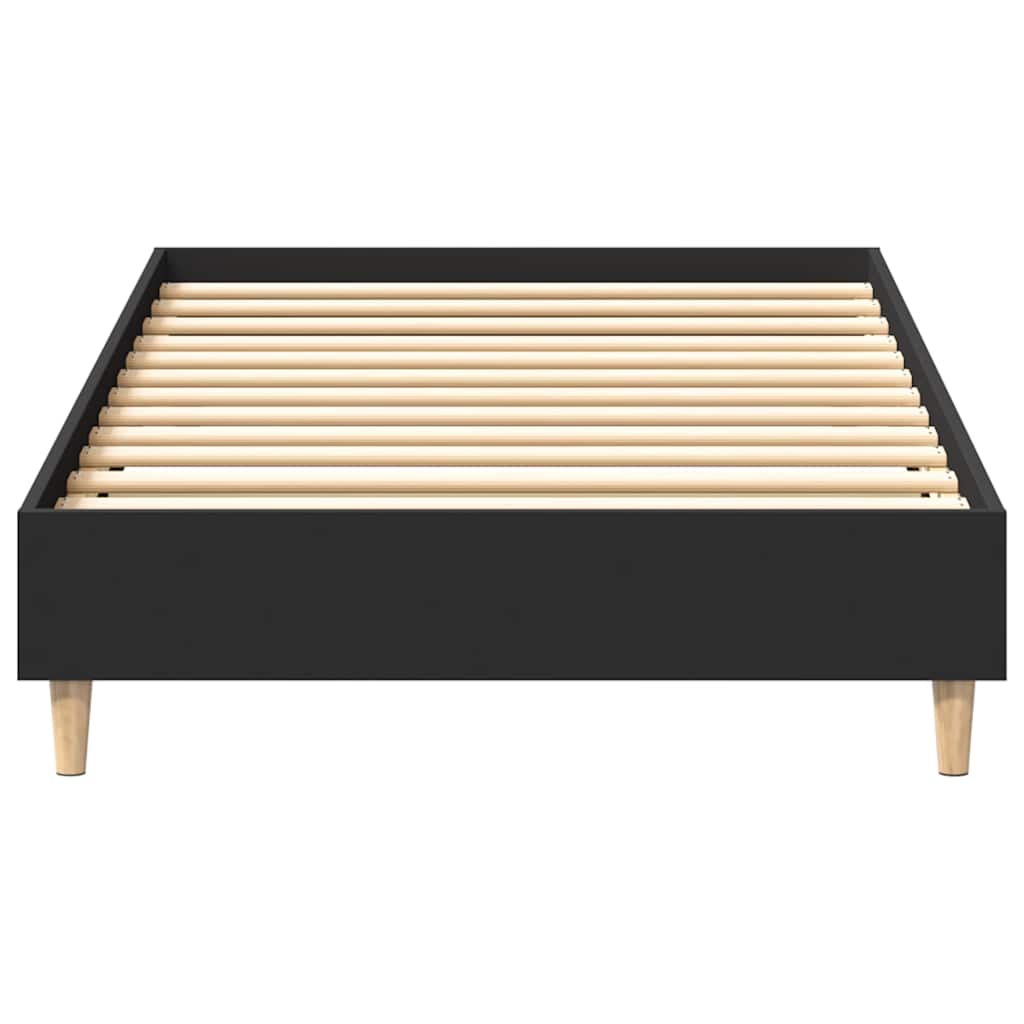 Bed Frame No Mattress Engineered Wood Black 75 x 190 cm