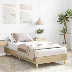 Bed Frame No Mattress Engineered Wood Sonoma Oak 75 x 190 cm