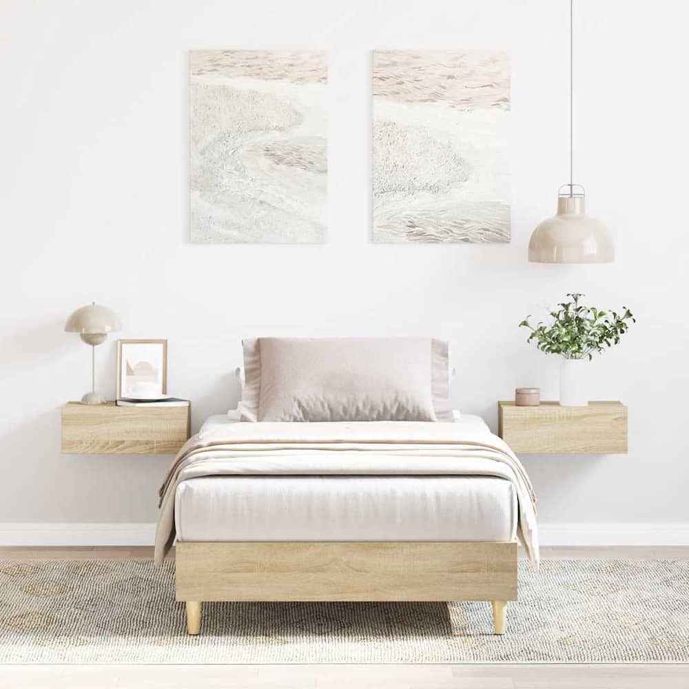 Bed Frame No Mattress Engineered Wood Sonoma Oak 75 x 190 cm