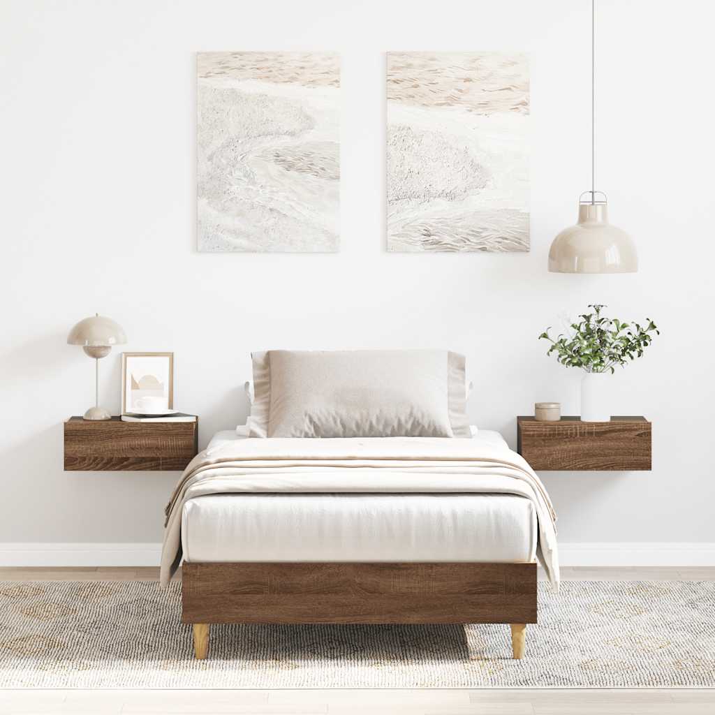 vidaXL Bed Frame No Mattress Brown Oak 75x190 cm Small Single Engineered Wood 1