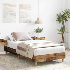 Bed Frame No Mattress Engineered Wood Old Wood 75 x 190 cm