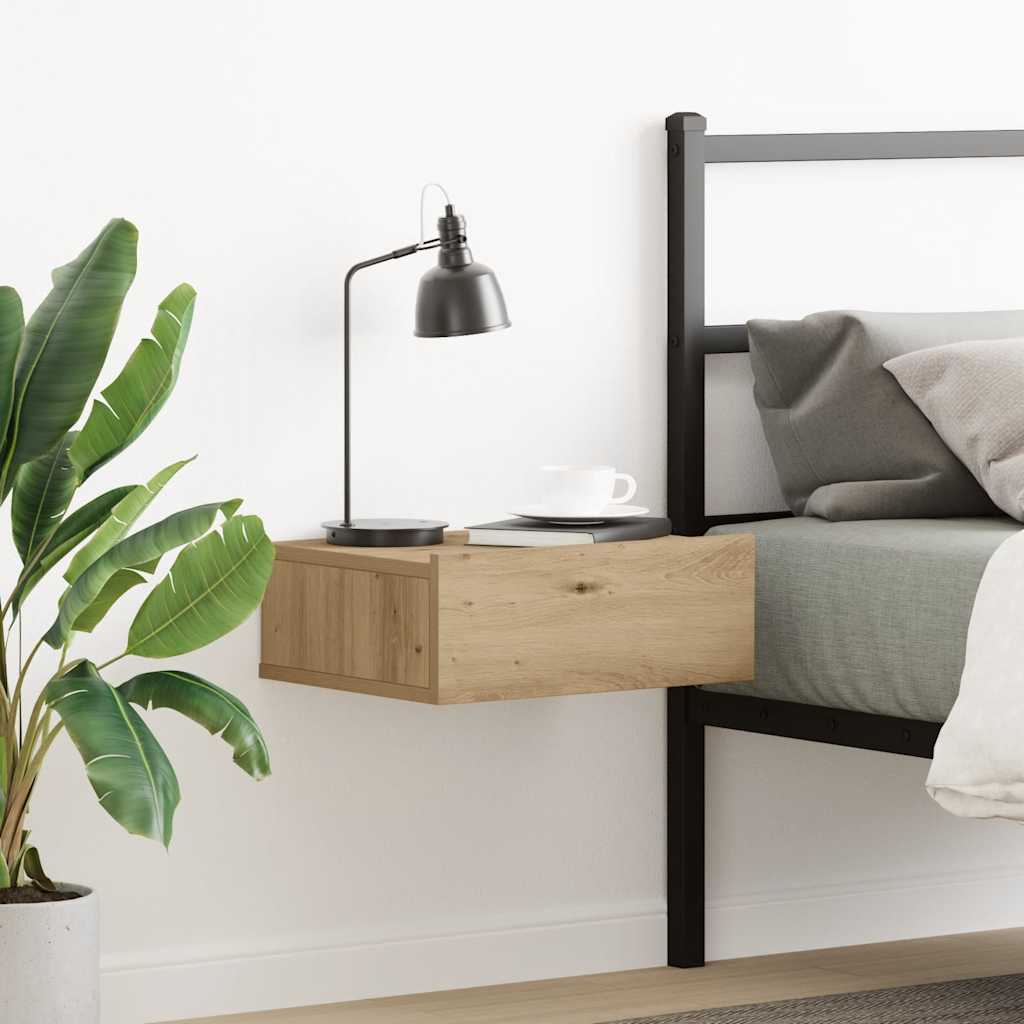 vidaXL Floating Nightstand Artisan Oak 40x32x15 cm Engineered Wood 3