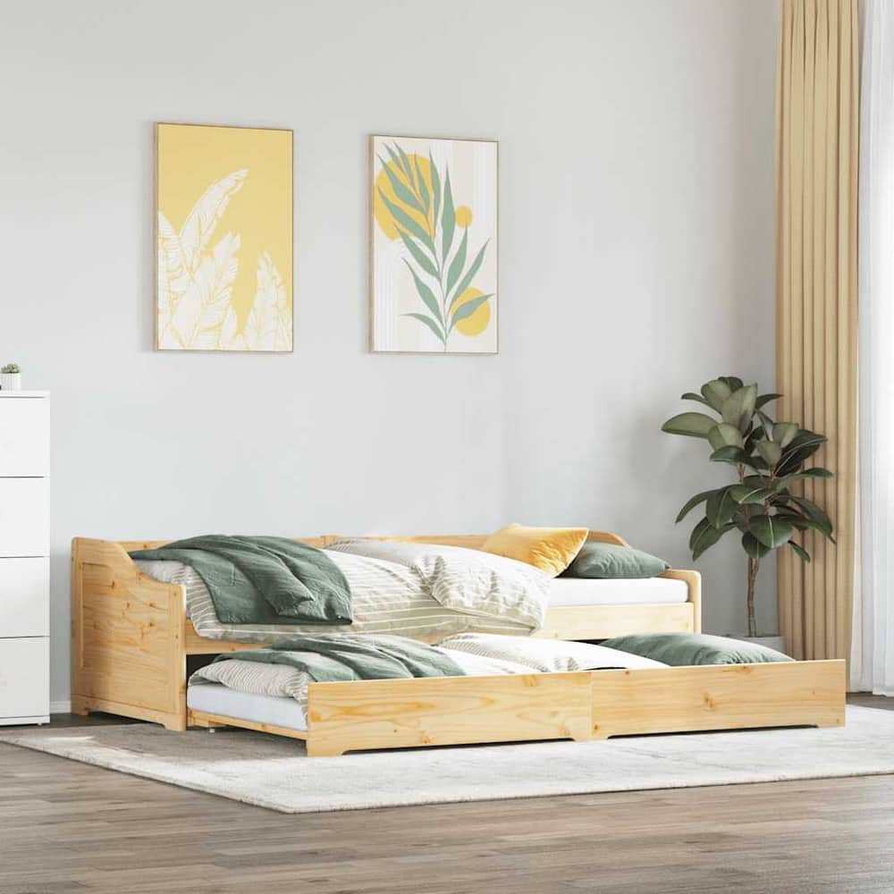 Daybed with Trundle without Mattress "IRUN" 90x200 cm Brown