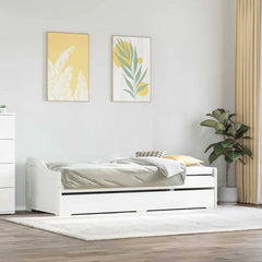 Daybed with Trundle without Mattress "IRUN" 90x200 cm White