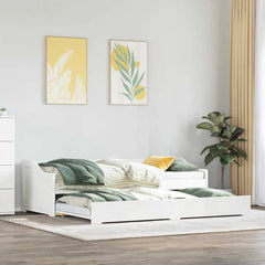 Daybed with Trundle without Mattress "IRUN" 90x200 cm White