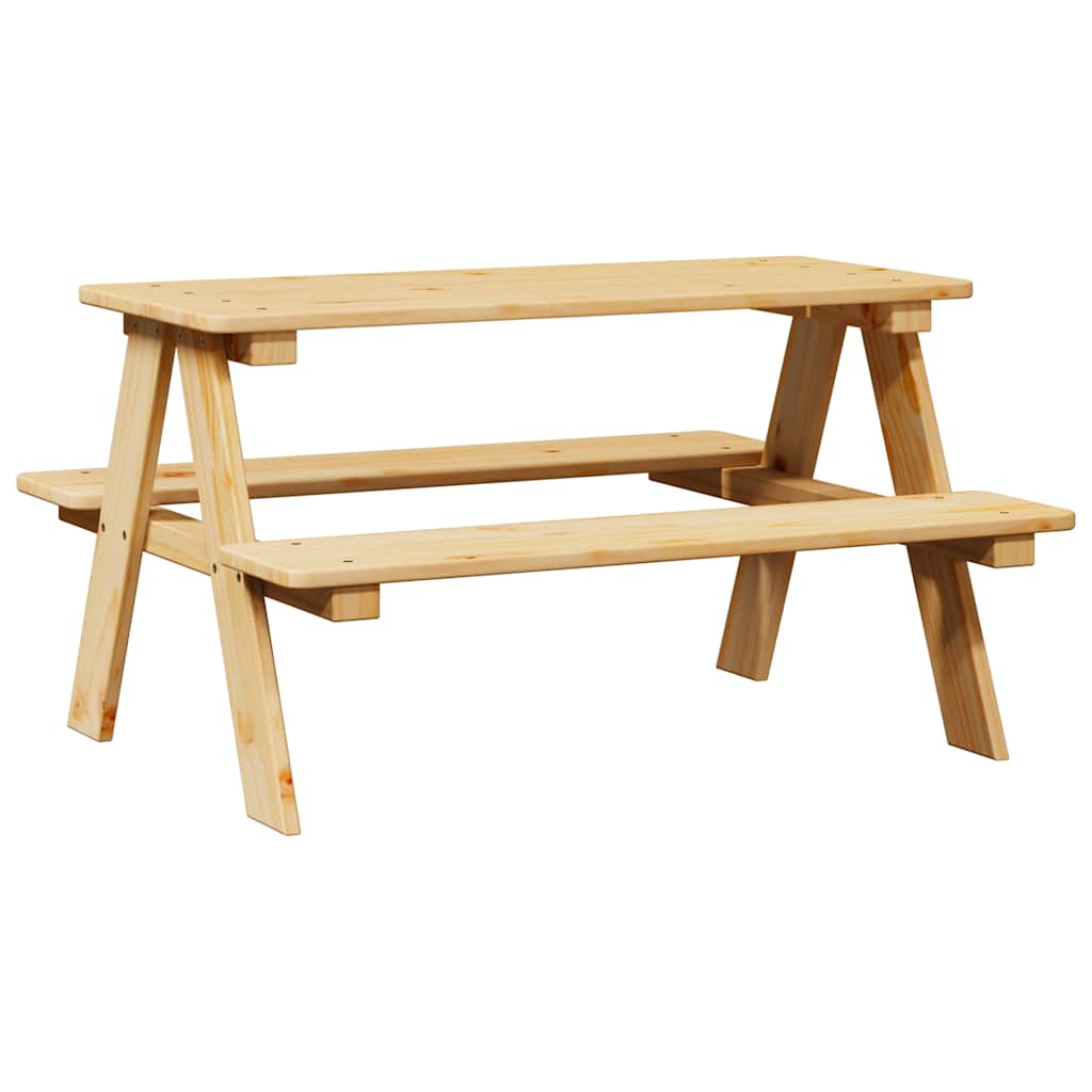 Children's Table with Benches "IRUN" 90x79.5x50 cm Natural