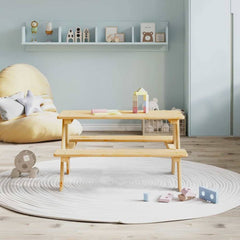 Children's Table with Benches "IRUN" 90x79.5x50 cm Natural