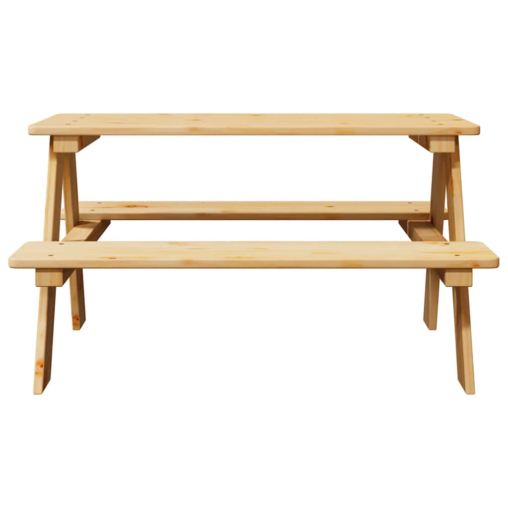 Children's Table with Benches "IRUN" 90x79.5x50 cm Natural