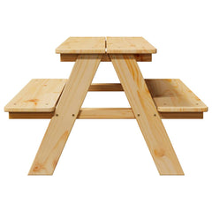 Children's Table with Benches "IRUN" 90x79.5x50 cm Natural