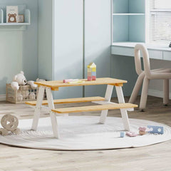 Children's Table with Benches "IRUN" 90x79.5x50 cm White