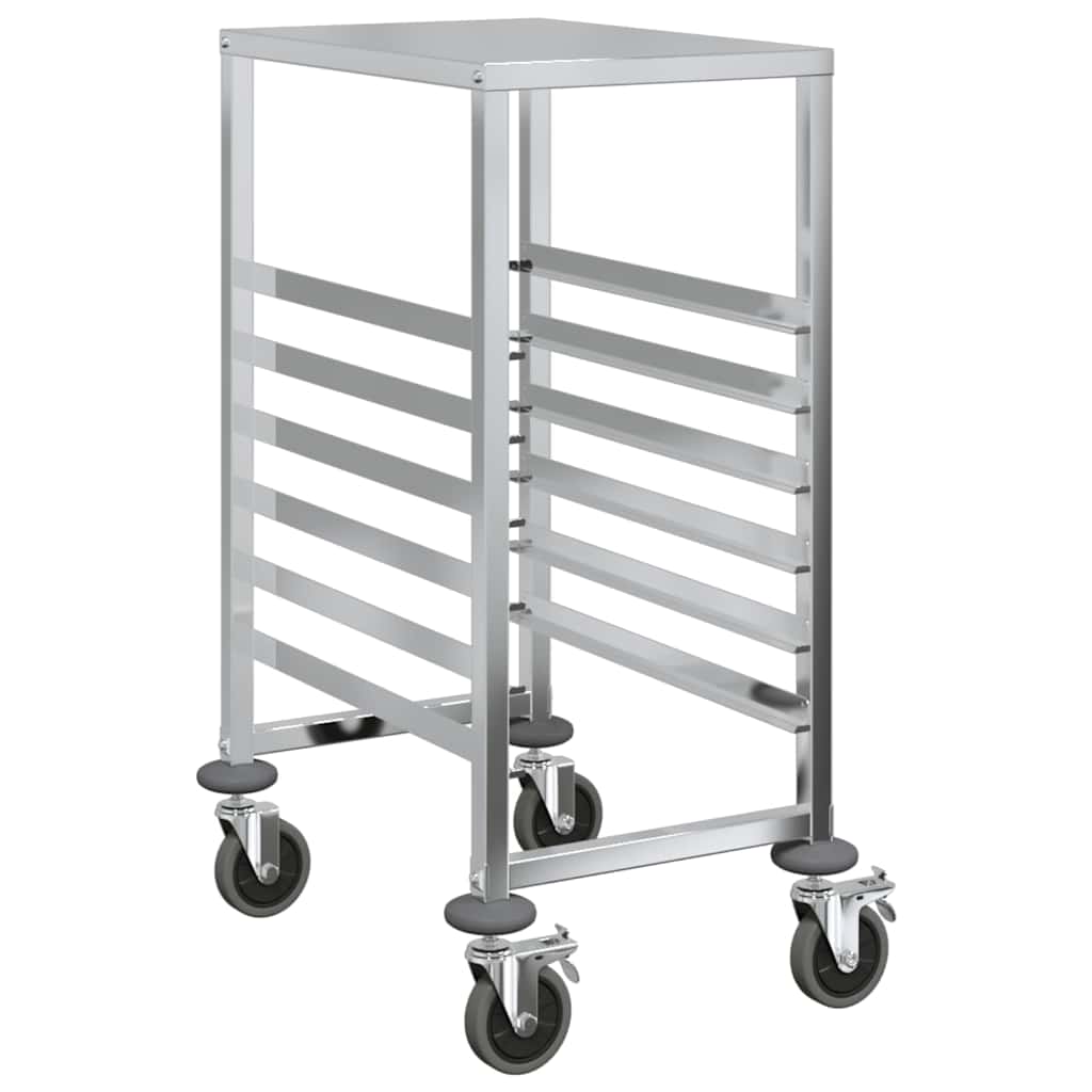 vidaXL Tray Trolley with 6 GN Containers 39x55x87 cm Stainless Steel 2