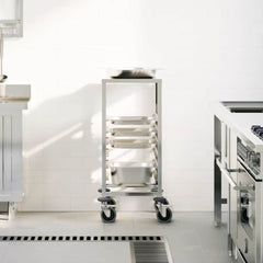 vidaXL Tray Trolley with 6 GN Containers 39x55x87 cm Stainless Steel 3
