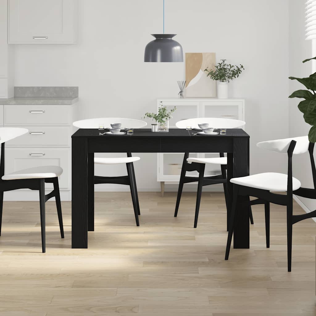 vidaXL Dining Table Black Oak 120x60x76 cm Engineered Wood 3