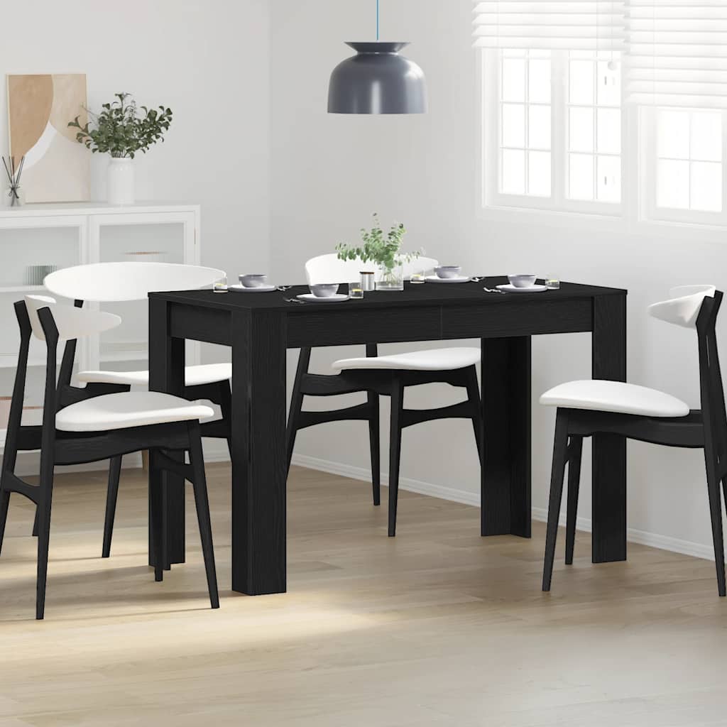 Dining Table Engineered Wood in Black Oak