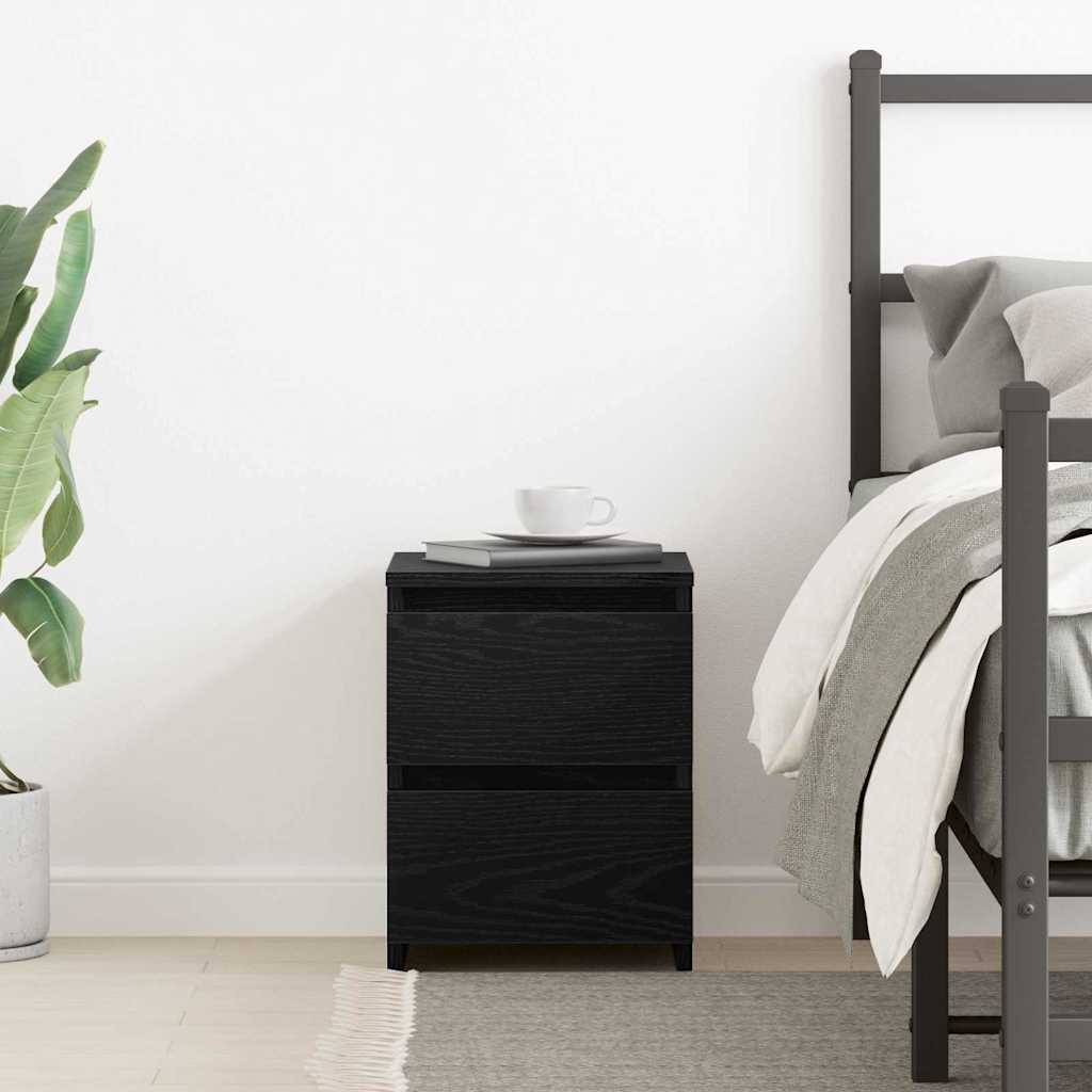 vidaXL Bedside Cabinet Black Oak 30 x 30 x 40 cm Engineered Wood 4