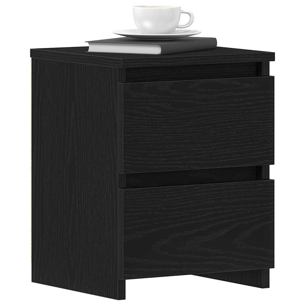 vidaXL Bedside Cabinet Black Oak 30 x 30 x 40 cm Engineered Wood 3