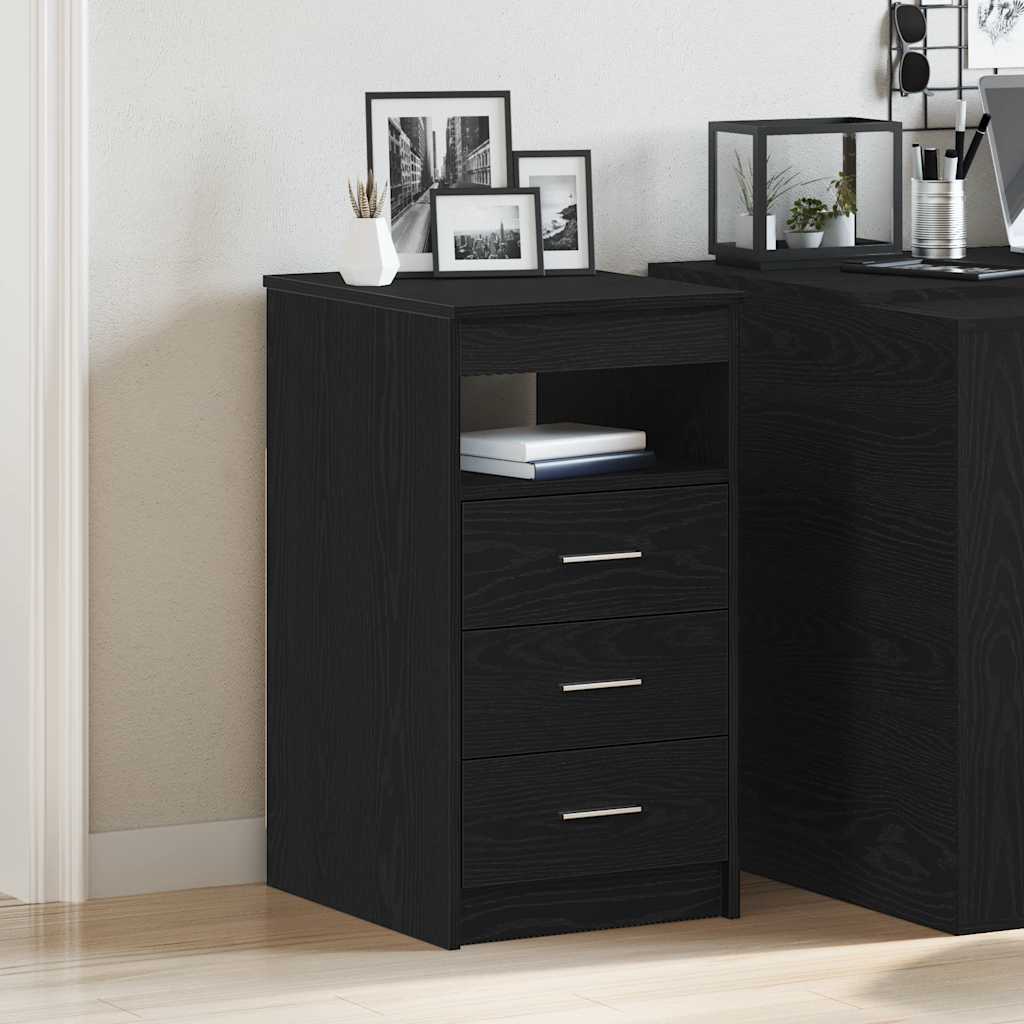 Drawer Cabinet Black Oak Engineered Wood, image 3