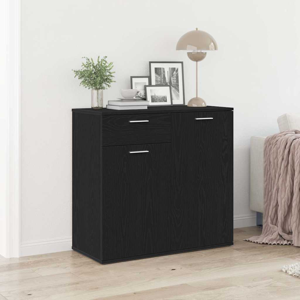 Sideboard 80x36x75 cm Engineered Wood Black oak 80 cm