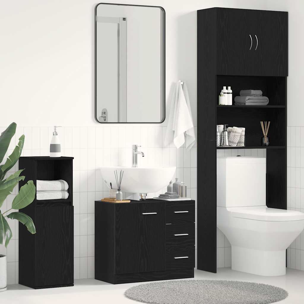 Sink Cabinet Engineered Wood in Black Oak