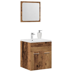 vidaXL 2 Piece Bathroom Furniture Set Old Wood Engineered Wood 4