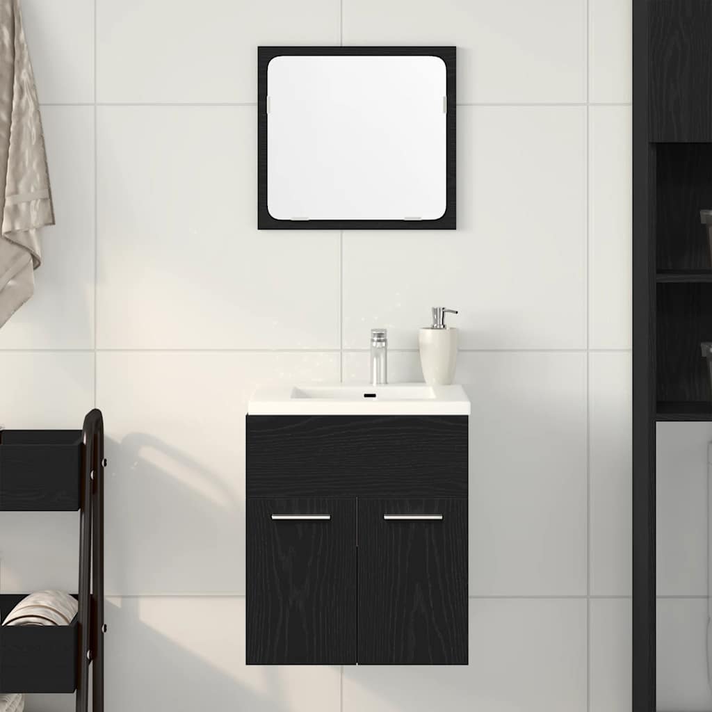vidaXL 2 Piece Bathroom Furniture Set Black Oak Engineered Wood 1