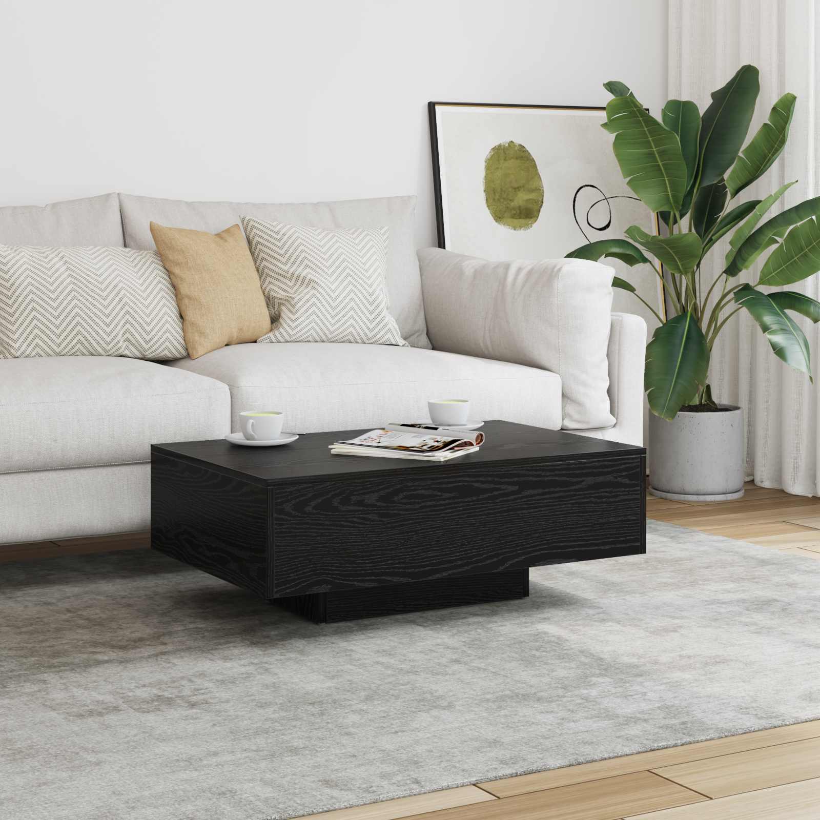 vidaXL Coffee Table Black Oak 85 x 55 x 31 cm 1