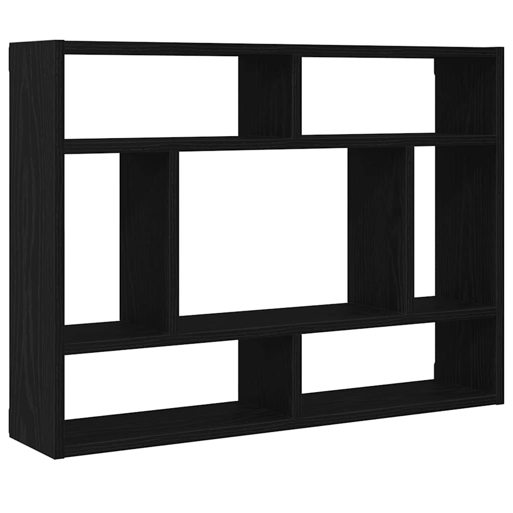 vidaXL Wall Shelf Black Oak 75x16x55 cm Engineered Wood 2