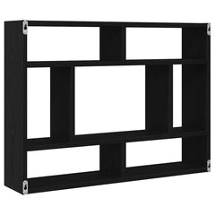 vidaXL Wall Shelf Black Oak 75x16x55 cm Engineered Wood 5