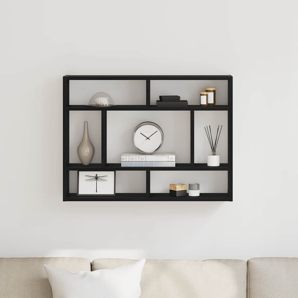 vidaXL Wall Shelf Black Oak 75x16x55 cm Engineered Wood 1