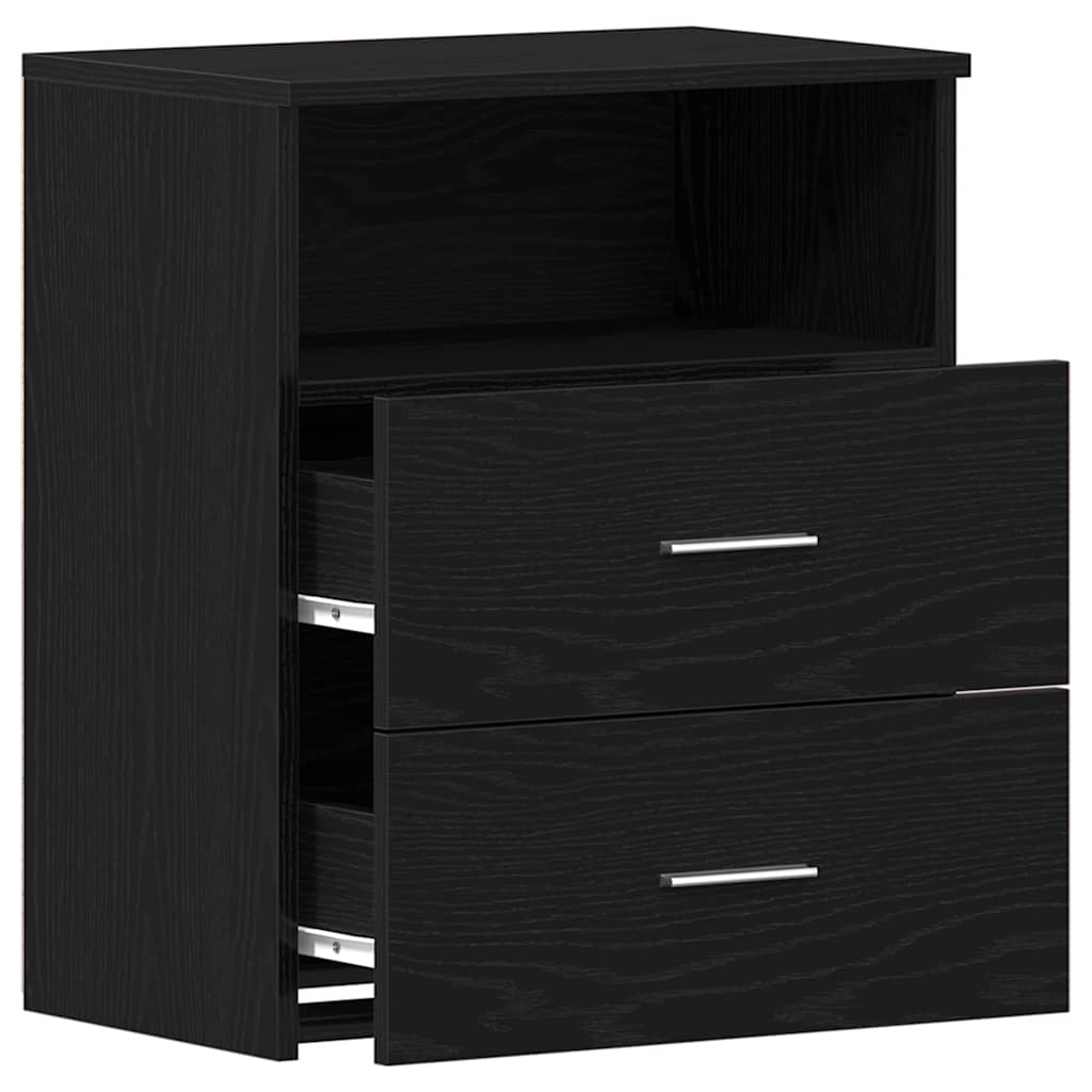 vidaXL Nightstand 2 pcs Black Oak 50 x 32 x 60cm Engineered Wood 5