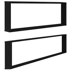 vidaXL Wall Cube Shelves 2 pcs Black Oak 100x15x30 cm Engineered Wood 2