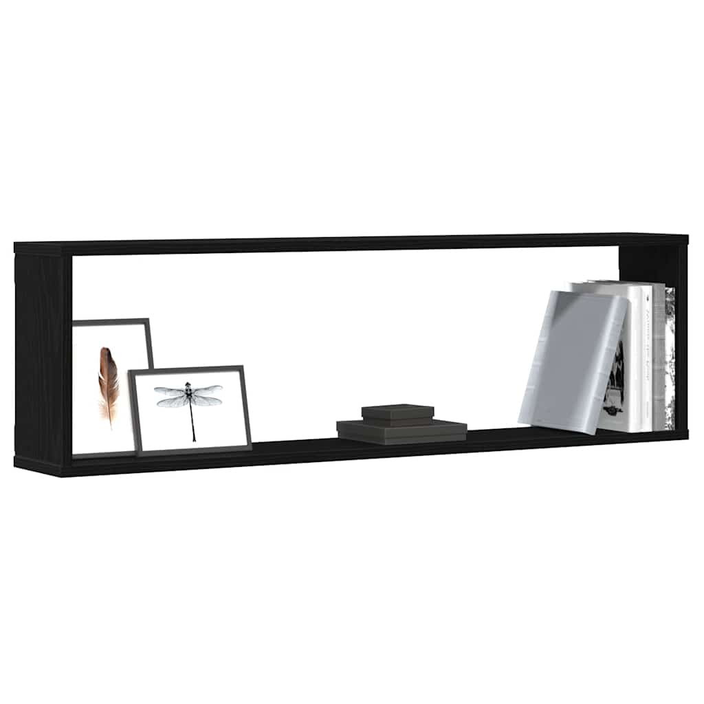 vidaXL Wall Cube Shelves 2 pcs Black Oak 100x15x30 cm Engineered Wood 4