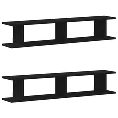 vidaXL Wall Shelves 2 pcs Black Oak 105x18x20 cm Engineered Wood 2