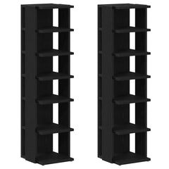 vidaXL Shoe Cabinets 2 pcs Black Oak 25x27x102 cm Engineered Wood 2
