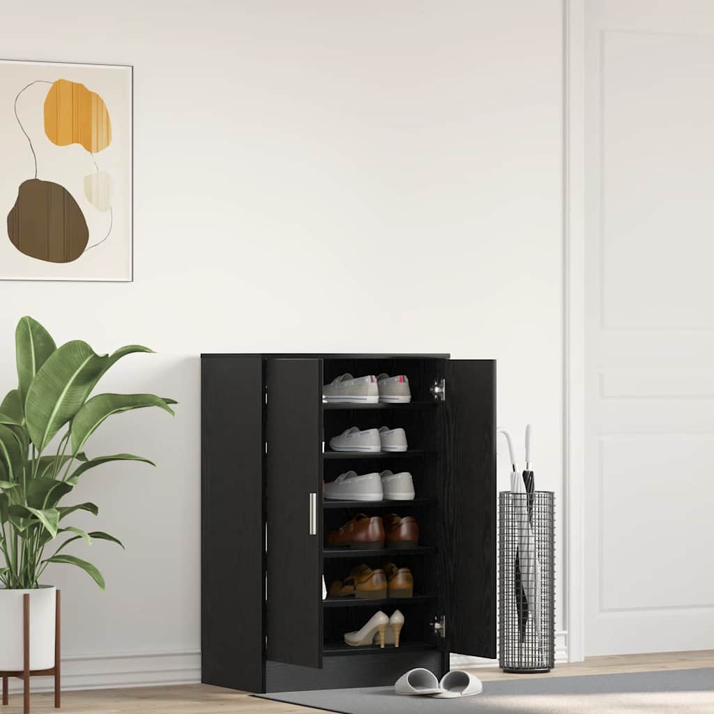 vidaXL Shoe Cabinet 60 x 35 x 92 cm Engineered Wood Black Oak 1