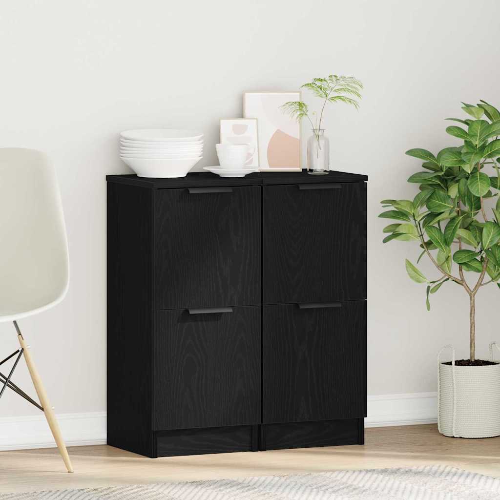 vidaXL Sideboard 2 pcs Black Oak 30 x 30 x 70 cm Engineered Wood 1